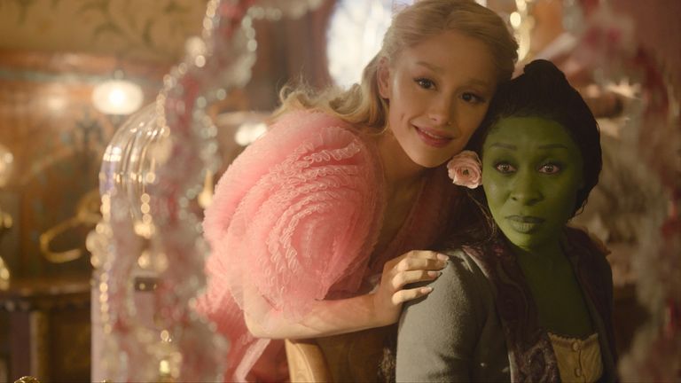 Ariana Grande (left) as Glinda and Cynthia Erivo as Elphaba in the film.
Pic: PA