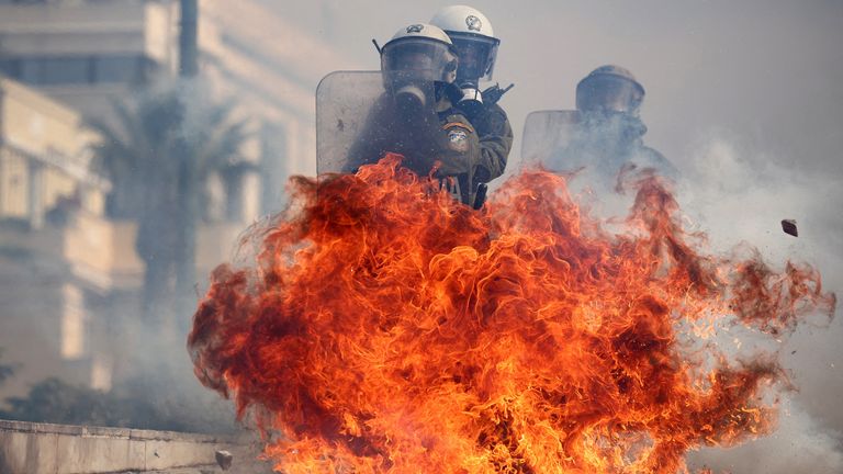 Deafening blast bombs, Molotov cocktails and tear gas cannisters - but it's unclear what Athens violence achieved