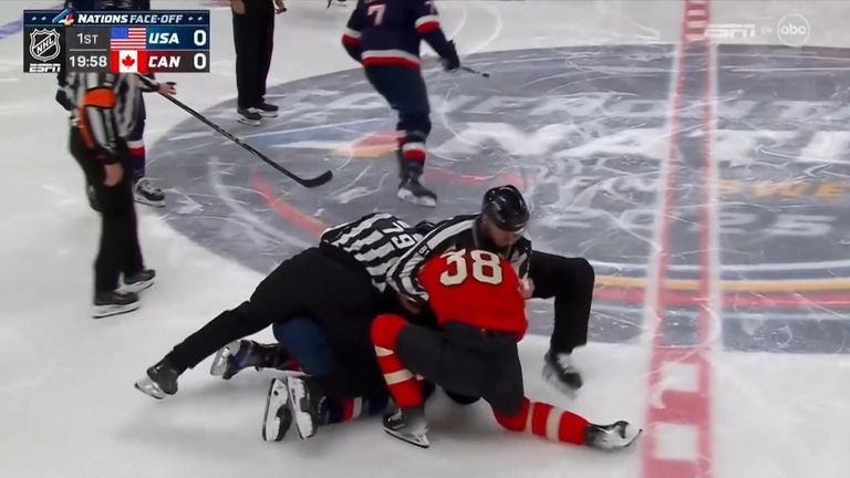 Ice hockey game between USA and Canada has three fights in first nine seconds