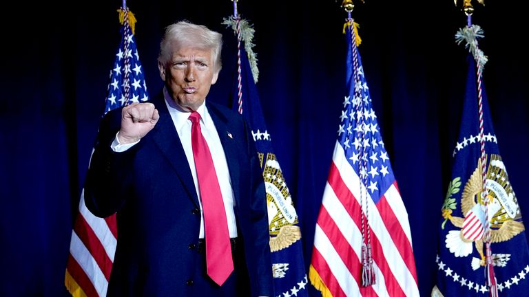 Donald Trump attends the National Prayer Breakfast,
Pic: AP