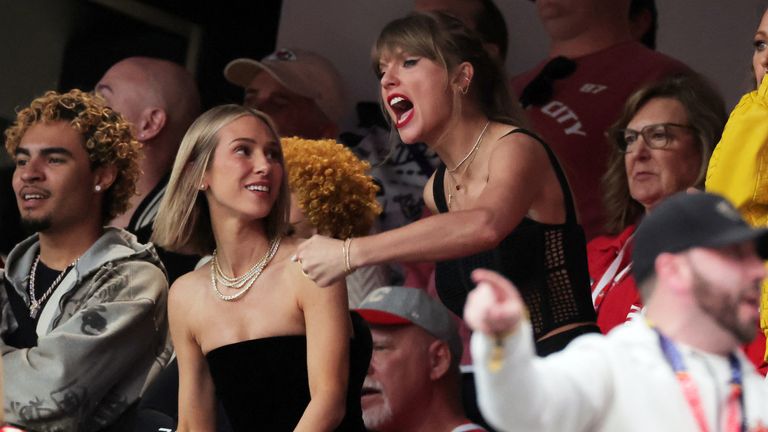 Recording artist Taylor Swift and Ashley Avignone in the stands during the game
Pic: Reuters