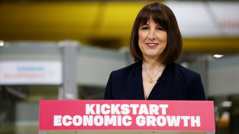 Rachel Reeves speaks about her plans for Britain&#39;s economy in Eynsham.
Pic: Reuters