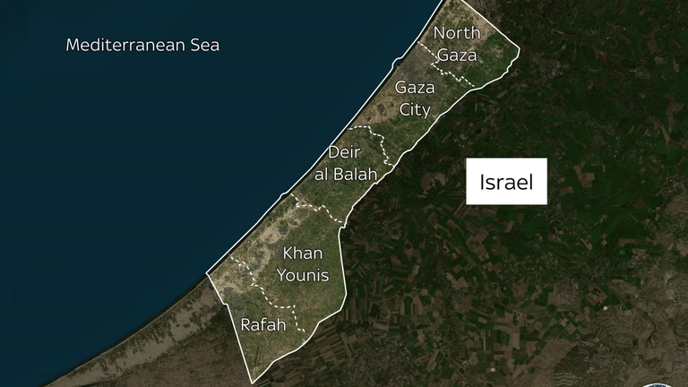 Map showing the regions of Gaza. 