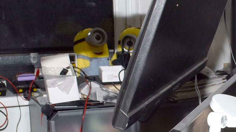 Minion soft toys which were among the items found during the search of an address in Great Yarmouth, Norfolk, where police arrested spy chief Orlin Roussev.
Pic: PA