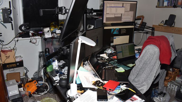 Electronics and spying equipment seized from Orlin Roussev's Great Yarmouth guesthouse.
Pic: Duncan Gardham/MPS