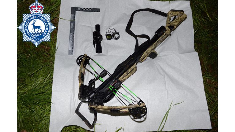 The  recovered crossbow.
Pic: Hetfordshire Police