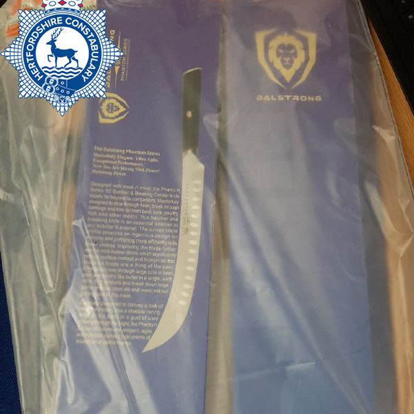 The 10-inch butcher's knife Clifford used to commit the murders was never found but police released an image of the packaging.
Pic: PA
