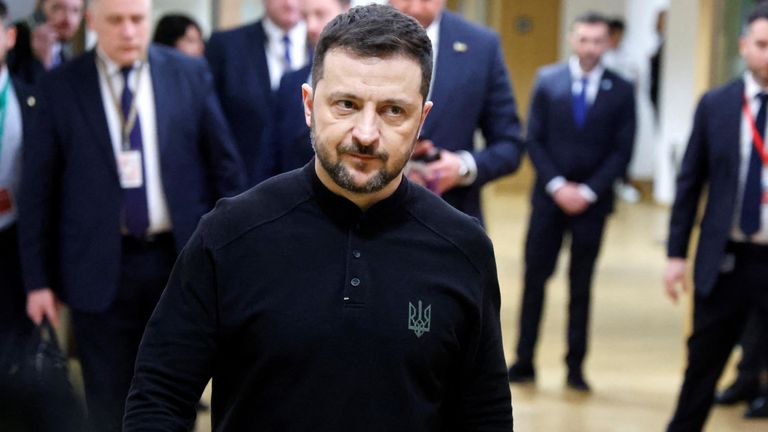 Ukraine&#39;s President Volodymyr Zelenskiy walks in a EU headquarters corridor after his meeting with France&#39;s President on the sidelines of the Special European Council to discuss continued support for Ukraine and European defence, at the EU headquarters in Brussels, Belgium on March 6, 2025. LUDOVIC MARIN/Pool via REUTERS