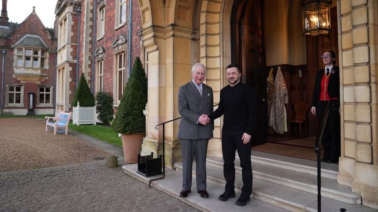 King Charles III meeting Ukrainian President Volodymyr Zelenskyy at the Sandringham Estate in Norfolk. Picture date: Sunday March 2, 2025. Joe Giddens/PA Wire