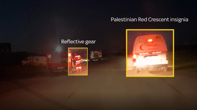 The vehicles were clearly marked in the video with humanitarian symbols and the aid workers were wearing uniforms