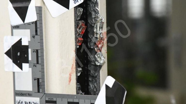 Peter Brooks' blood was found on a door at the scene of the attack. Pic: Nottinghamshire police