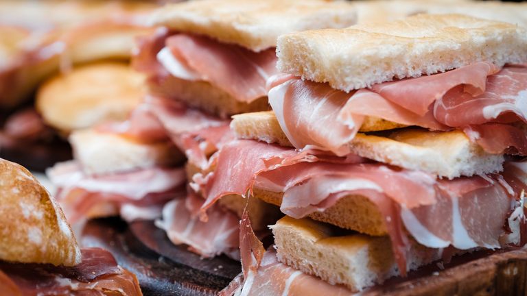Focaccia sandwiches with prosciutto. Pic: iStock