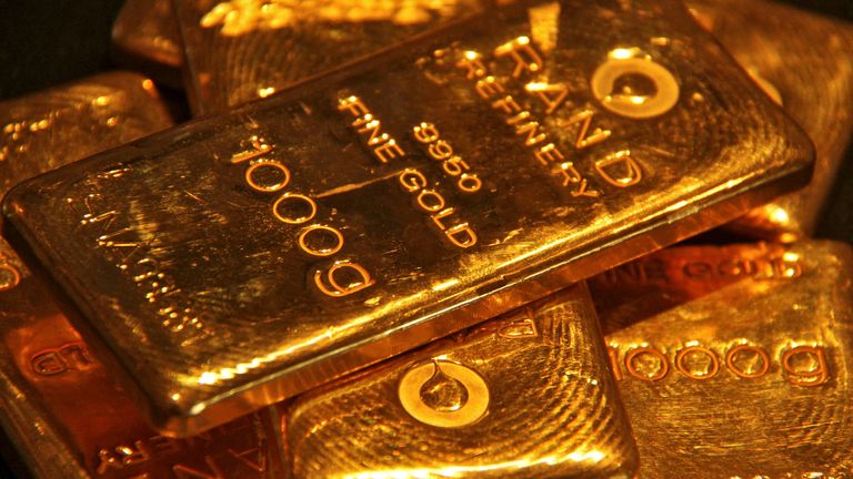  Gold bars are displayed at a gold jewellery shop in the northern Indian city of Chandigarh. Pic: Reuters