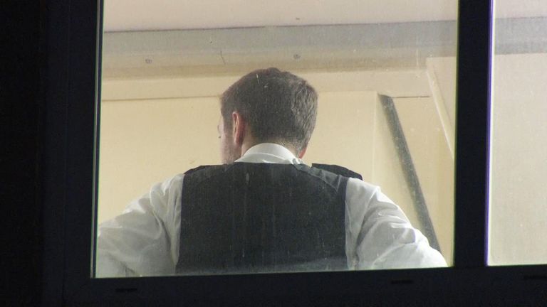 Police officer on 5th floor of Gainsborough House
GVs from SN footage on 20/04/2025 at scene of murder on 19/04/2025 of woman at Gainsborough House, Ayley Croft, Enfield in north London.
Ingest 25 NM25 SKY SAF ENFIELD MURDER GVS ENFIELD 2045