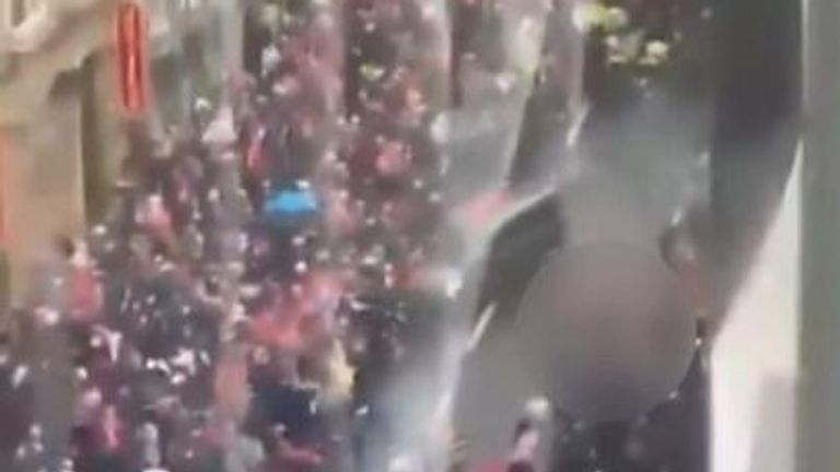 Moment car drives into crowds