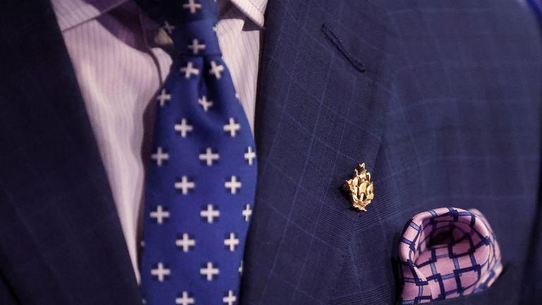 King Charles sporting his Blue Peter badge. Pic: PA