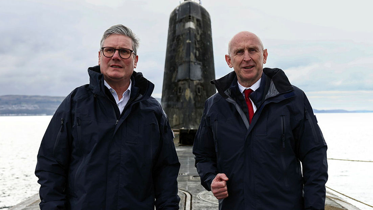 PM Sir Keir Starmer and Defence Secretary John Healey on a nuclear submarine. Pic: Crown Copyright 2025
